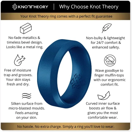 Vista 3 de Knot Theory - Anillo de boda de silicón para hombres y mujeres Anillos de goma finos de calidad superior con gran estilo, comodidad; son ideales