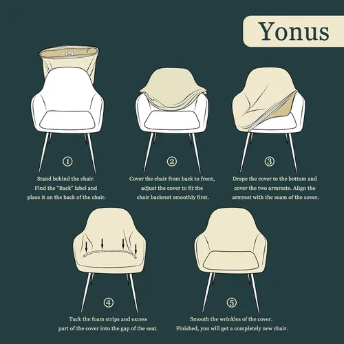 Vista 6 de Yonus - Fundas para sillas de comedor Parsons, juegos de fundas para sillas, fundas para sillones, fundas protectoras extraíbles, fundas para Negro