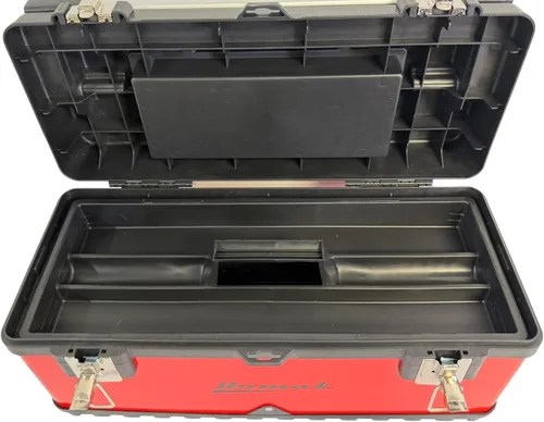 Vista 9 de Homak Caja de herramientas de mano de metal y plástico con mango de aluminio, rojo, 20 pulgadas