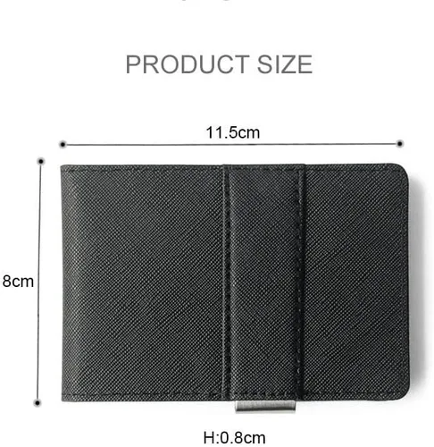 Vista 6 de SDFGH - Billetera de cuero con clip para dinero y dinero para hombre con abrazadera de metal, tarjetero de identificación femenino