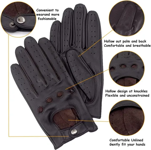 Vista 2 de MGGMOKAY Guantes de conducción de cuero sin forro para pantalla táctil para hombre