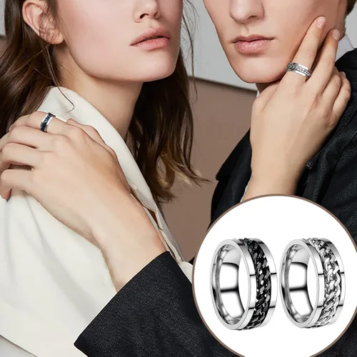 Vista 8 de MJartoria collares a juego para parejas, para él y ella, dijes de anillo grabados, con diamantes de imitación, regalo para novio y novia