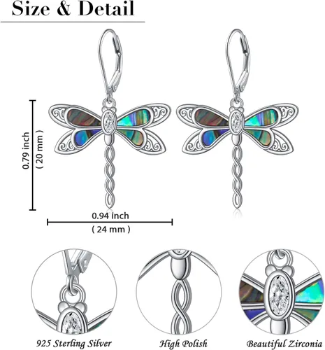 Vista 5 de Aretes colgantes de filigrana de plata de ley 925, margarita, loto, flor de rosa, piedra lunar, lágrima para mujer, nudo celta infinito, margarita