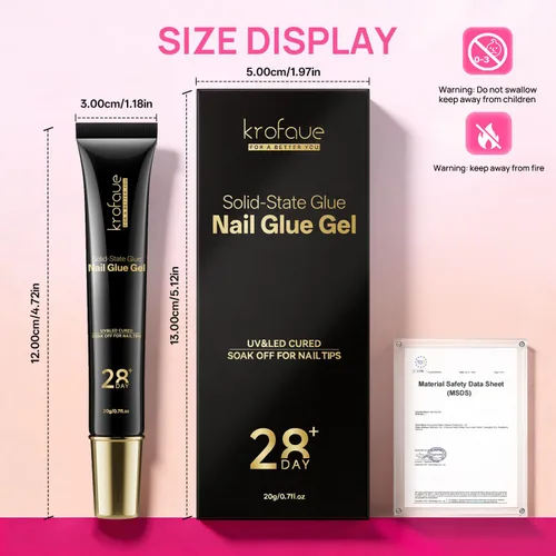 Vista 7 de Krofaue Gel de pegamento de uñas UV, 2 x 0.71 oz de pegamento de uñas de 00-2 piezas de pegamento de uñas sólido 2