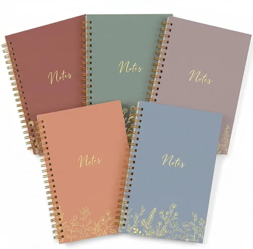 Vista 11 de Gueevin Paquete de 5 Cuadernos en Espiral Estéticos Suministros Escolares A5 Rayado Ancho 160 Páginas/80 Hojas Cuaderno Lindo para Trabajo