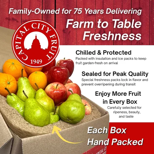 Vista 2 de Capital City - Caja de regalo de frutas y peras frescas Regalo para vacaciones, agradecimiento, mejorate Caja de regalo de condolencias Fruta