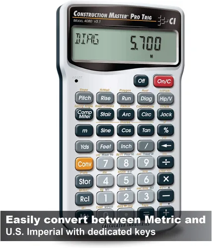 Vista 3 de Calculated Industries Construction Master Pro Trig Calculadora de fracción de pies y pulgadas de construcción avanzada y calculadora de fracción