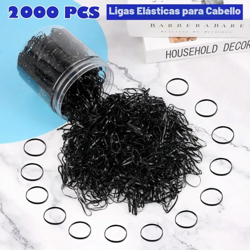 Vista 2 de 2000PCS pequeñas bandas de goma para el cabello, negro elástico plástico