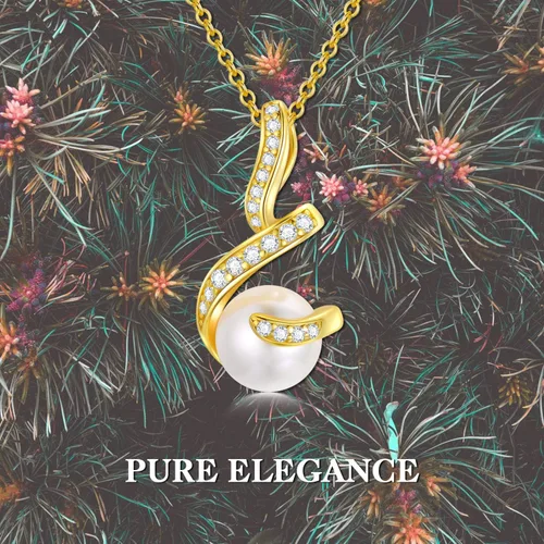 Vista 3 de Yafeeso Pearl Pendant Necklace 925 Sterling Silver Single PearlBee Sunflower Pendant Necklace Dainty Jewelry Gifts for Her