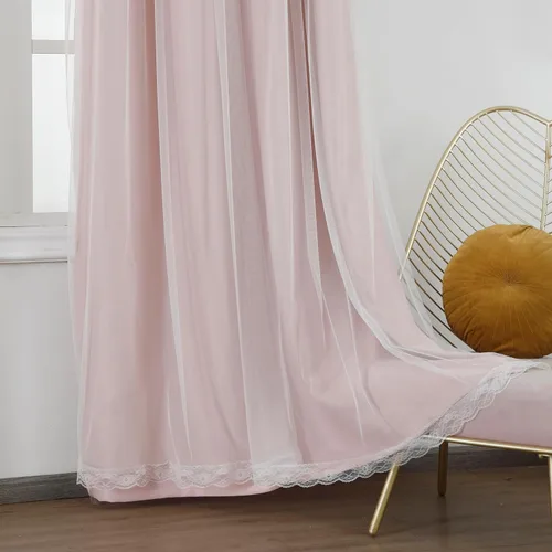 Vista 9 de naturetalk Cortinas opacas del 90% al 95% con transparente aplastado, juego de 2 paneles de cortina, ojales plateados antiguos, rosa bebé, 52
