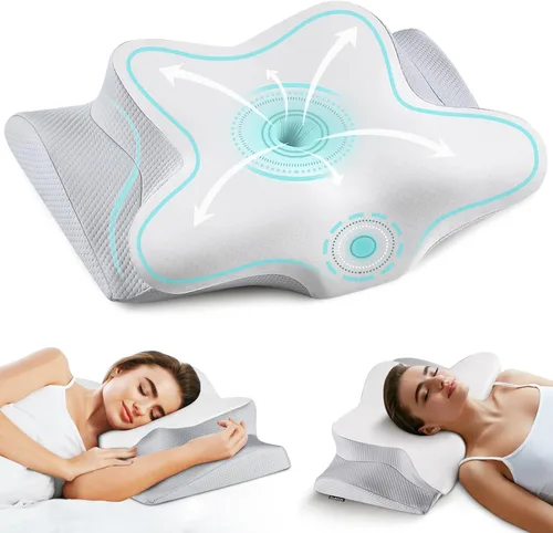 Vista 8 de Almohada cervical para el cuello – Almohada ergonómica para dormir de lado para aliviar el dolor, almohada cervical refrescante para dormir