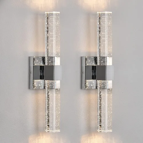 Vista 11 de Epinl Apliques negros de pared - Juego de 2 apliques de pared modernos de cristal, juego de 2, 14 W, 3000 K, regulables, accesorios de tocador
