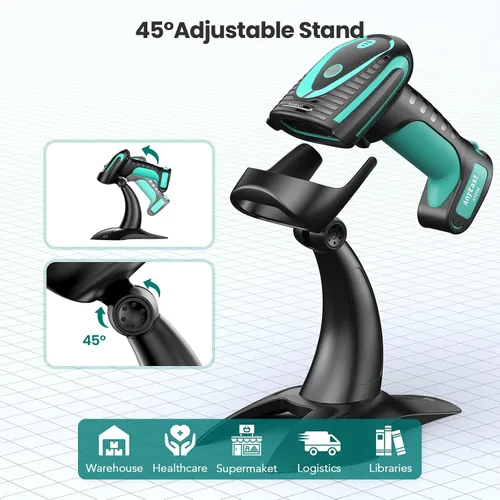 Vista 6 de Escáner de código de barras Anyeast Bluetooth: 2D industrial 1D con soporte USB con cable