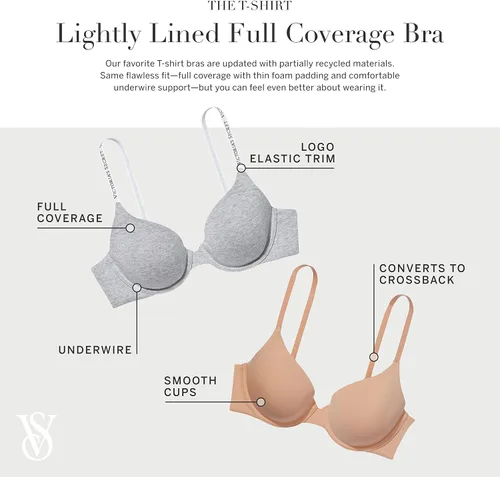 Vista 4 de Victoria's Secret Brasier de cobertura completa, colección de camisetas, brasieres para mujer (32B-38DDD)