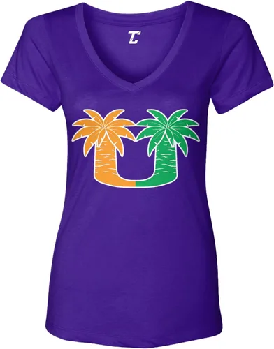 Vista 7 de Palm Trees - College Sports Miami - Camiseta con cuello en V para mujer Negro