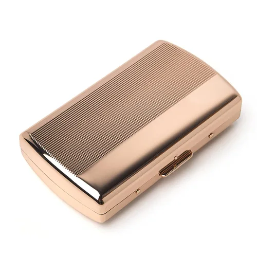 Vista 15 de Caja de cigarrillos de metal, para mujeres y hombres, clip de resorte portátil de doble cara, capacidad para cigarrillos de 18-20 de 3.937 in (negro)