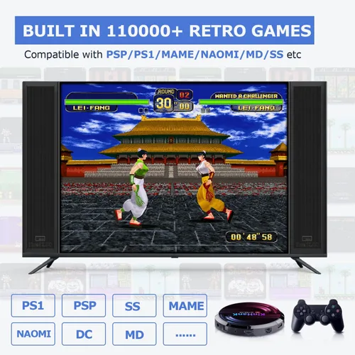 Vista 4 de Kinhank Super Console X Max Retro Game Consoles with 110,000+ Games,Compatible with PS1PSPMAMESFC,Android TV 9.0EmuELEC 4.5CoreELEC 3 System in 1