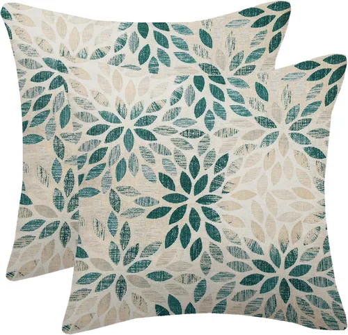 Vista 12 de Juego de 2 fundas de almohada negras y grises de 40 x 40 cm, geométricas, florales, decorativas para exteriores, fundas de almohada estilo granja