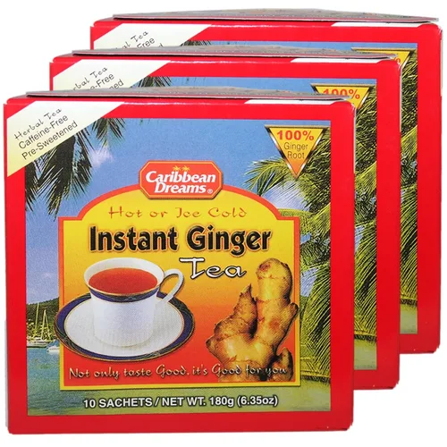 Vista 8 de Caribbean Dreams Té instantáneo de jengibre sin endulzar, 0.14 onzas, 14 sobres