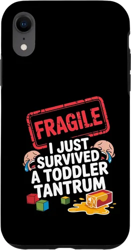 Vista 24 de Fragile I Survived a Toddler Tantrum Funny Parent Graphic Case for iPhone 16