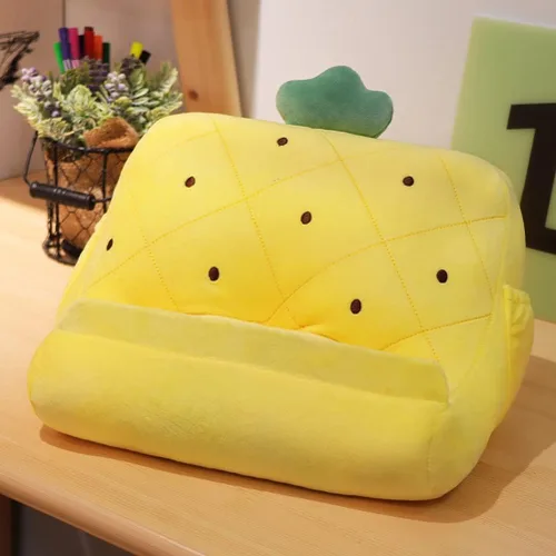 Vista 2 de Dpofirs Soporte de almohada para tableta, soporte de tableta de felpa suave con bolsillos de almacenamiento para niños, compatible con almohadillas