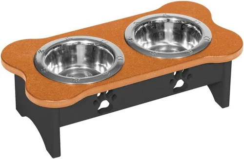 Vista 45 de Poly Lumber - Comedero doble de hueso mediano de 2 cuartos de galón, color negro