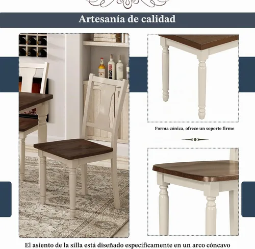 Vista 7 de LUMISOL Juego de mesa de comedor de 6 piezas con banco, juego de mesa de cocina rectangular de granja para comedor, mesa de comedor y juego de 4