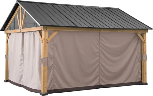 Vista 12 de SUNJOY Paneles de mosquitera de repuesto, resistentes al agua, 4 paneles para glorieta Sunjoy de 9 x 9 pies, protección de patio y patio