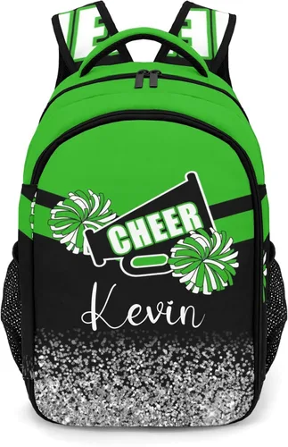 Vista 9 de XOZOTY Mochila de animadora púrpura claro personalizada con nombre para hombres y mujeres, bolso de hombro para computadora portátil, bolsa