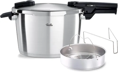 Vista 9 de Fissler Vitaquick - Olla a presión premium, 2.6 cuartos de galón con inserto de vapor y trípode