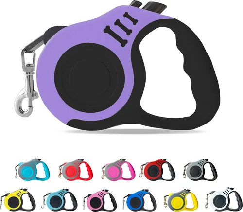 Vista 36 de Correa retráctil para perros pequeños y medianos, automática, telescópica, cinta para mascotas de 10/16 pies, duradera y práctica, con asa A1- rosa
