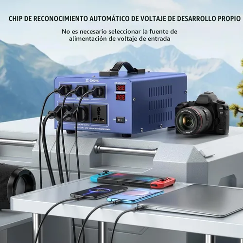 Vista 5 de Transformador convertidor de voltaje de 5000 W, elevador y descendente, 110 V/120 V a 220 V/240 V, reconocimiento automático de voltaje, convertidor