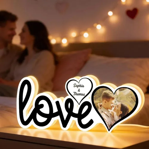 Vista 14 de Pofily Pareja besándose bajo la luz de la luna, Fase lunar personalizada por fecha, luz nocturna LED de bola de cristal personalizada, regalo