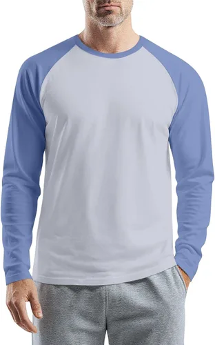 Vista 11 de Camisas de manga larga para hombre, camiseta casual de cuello redondo, suave, elástica, M-3XL