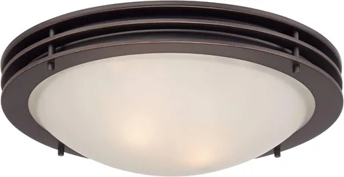 Vista 2 de Possini Euro Design Lámpara de techo moderna de montaje empotrado de 16 pulgadas de ancho, pantalla de cuenco de vidrio blanco con 2 luces de bronce
