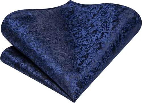 Vista 47 de Hi-Tie Corbatas de seda para hombre, diseño de cachemira a rayas, con bolsillo, gemelos cuadrados, conjunto formal de negocios