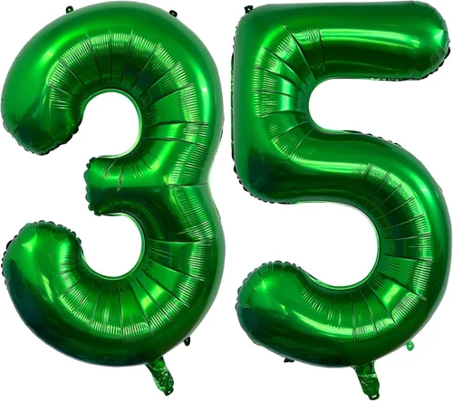 Vista 7 de Globos de color verde oscuro con el número 10 de 40 pulgadas, globos de helio de papel de aluminio de 10 pulgadas para decoración de eventos de 10º