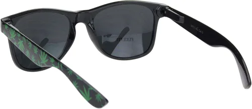 Vista 4 de SA106 Gafas de sol de marihuana para hombre, diseño hipster, con borde de cuerno negro