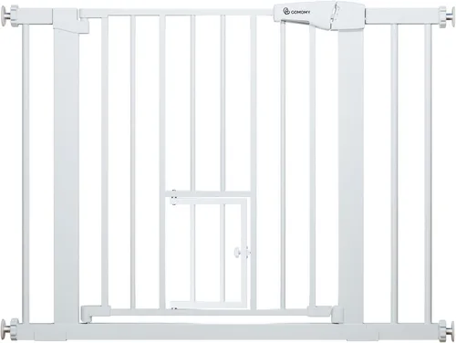Vista 9 de COMOMY Puerta para mascotas de cierre automático con puerta de gato, puerta Negro