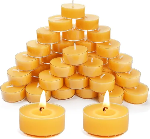Vista 10 de DEYBBY Velas de té de cera de abeja natural sin perfume, paquete de 10
