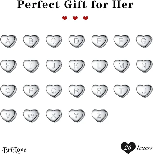 Vista 5 de BriLove Gifts for Mom Girls Women 925 Sterling Silver Tiny Initial Heart Pendant Choker Necklace for Mothers DayValentines