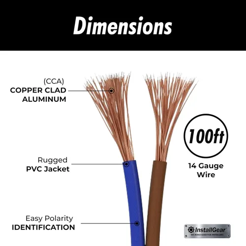 Vista 3 de Cable de altavoz de calibre 14, cable de 100 pies, 14 AWG Azul