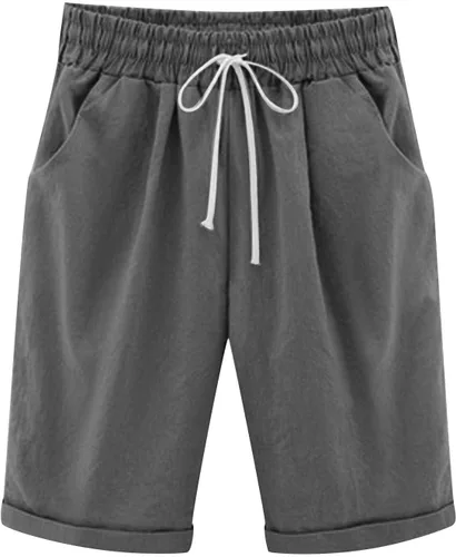 Vista 19 de Pantalones cortos sólidos con control de barriga, casuales, con cordón, cómodos, para mujer, pantalones cortos ligeros de verano para correr 2023