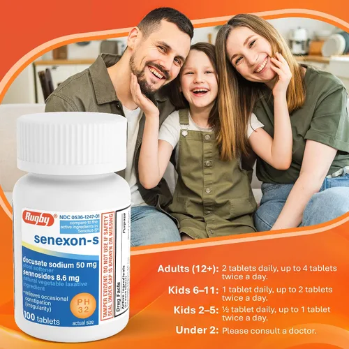 Vista 9 de Rugby Senexon-S - Ingrediente laxante vegetal natural más suavizante de heces, alivio del estreñimiento, Docusate Sodium 50 mg, senósidos 8.6 mg