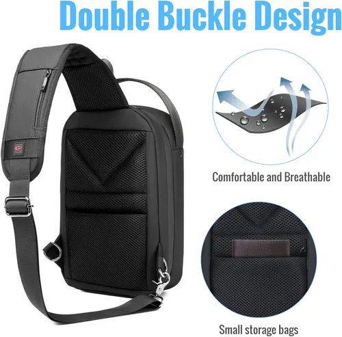 Vista 3 de Funda de transporte para Oculus Quest 2, funda de viaje rígida para MetaOculus Quest 2 VR auriculares y controladores accesorios, mochila cruzada