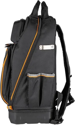 Vista 7 de Klein Tools 62800BP - Mochila para herramientas, 40 bolsillos, color negro y naranja
