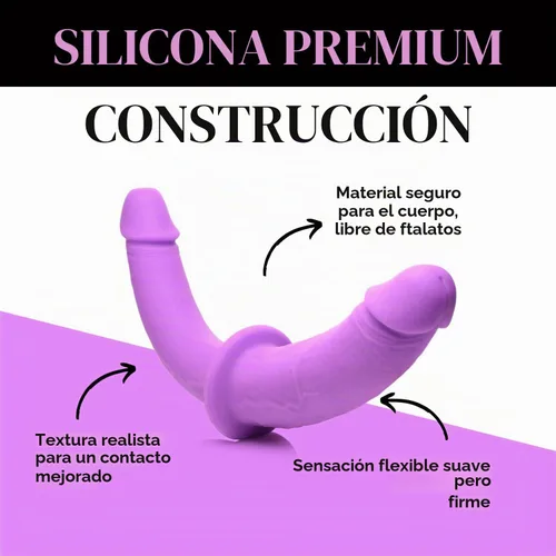 Vista 3 de Strap U Double Charmer - Juego de consolador doble de silicona de alta calidad, correa de penetración con arnés ajustable, diseño reversible