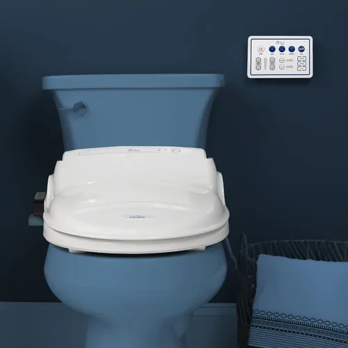 Vista 12 de Bio Bidet BB1000 Asiento de bidé de agua caliente, secador de aire, asiento calefactable con tapa de cierre lento, control remoto, redondo