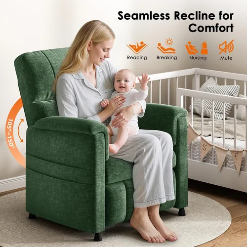 Vista 4 de Pipishell Silla reclinable eléctrica para adultos, reclinable eléctrico con control remoto, reclinable/reposapiés ajustable, tela de felpilla, cojín