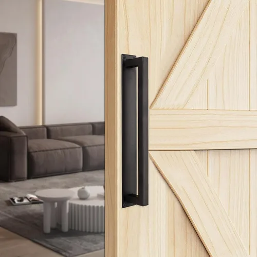 Vista 2 de Manija de puerta estilo granero, tirador de manija de puerta corredera resistente de 12 pulgadas, moderno mango de base larga para puerta